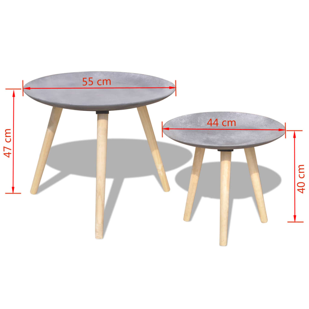 sofabordssæt i 2 dele 55 cm & 44 cm betongrå