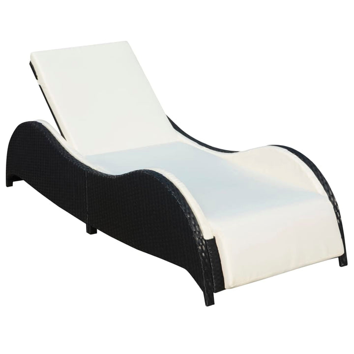 liggestol med hynde polyrattan sort