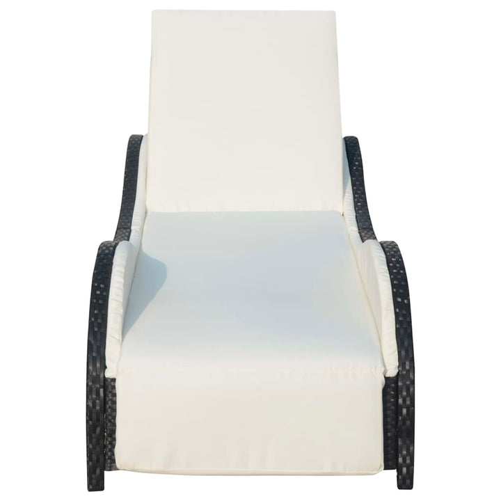 liggestol med hynde polyrattan sort