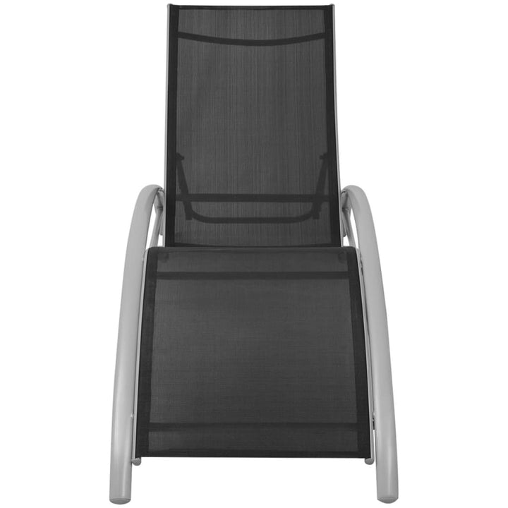 liggestole med parasol aluminium sort