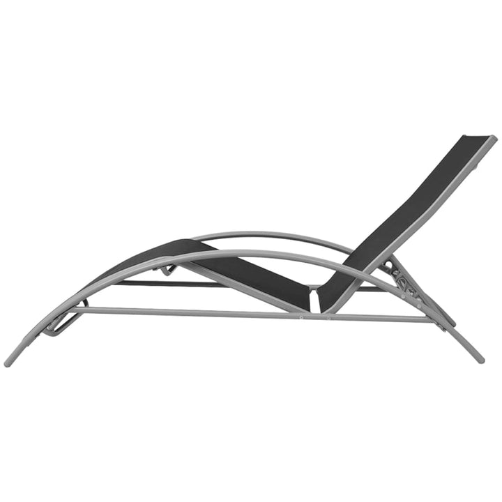 liggestole med parasol aluminium sort