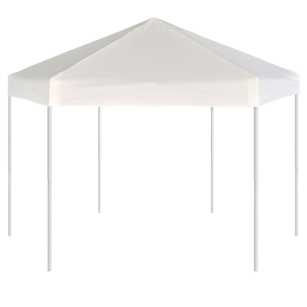 pop up-pavillon 6 sidevægge sekskantet 3,6x3,1 m cremefarvet