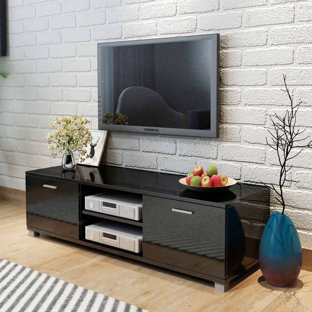 tv-bord 140x40,5x35 cm sort højglans
