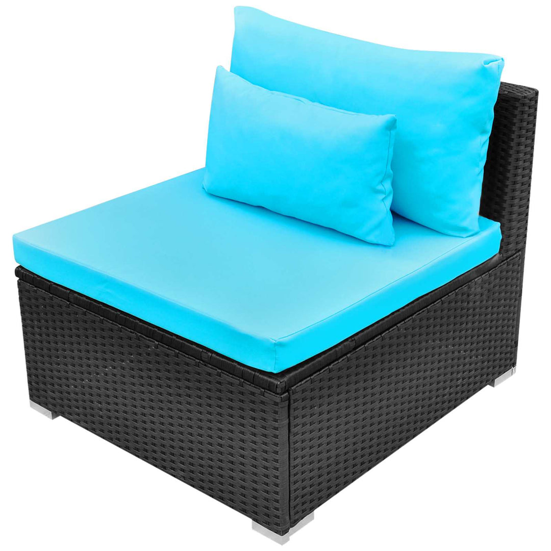Rund Sofa Sæt 11 pcs Blå polyrattan