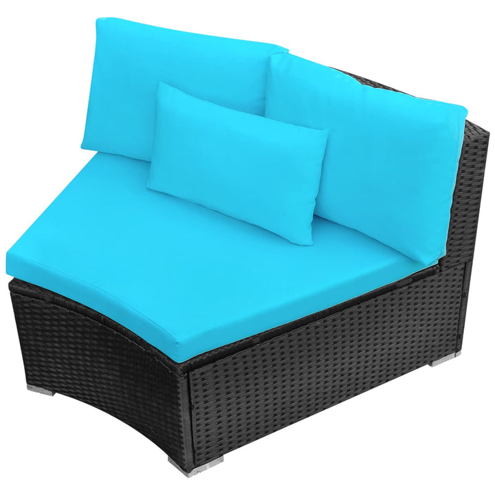 Rund Sofa Sæt 11 pcs Blå polyrattan
