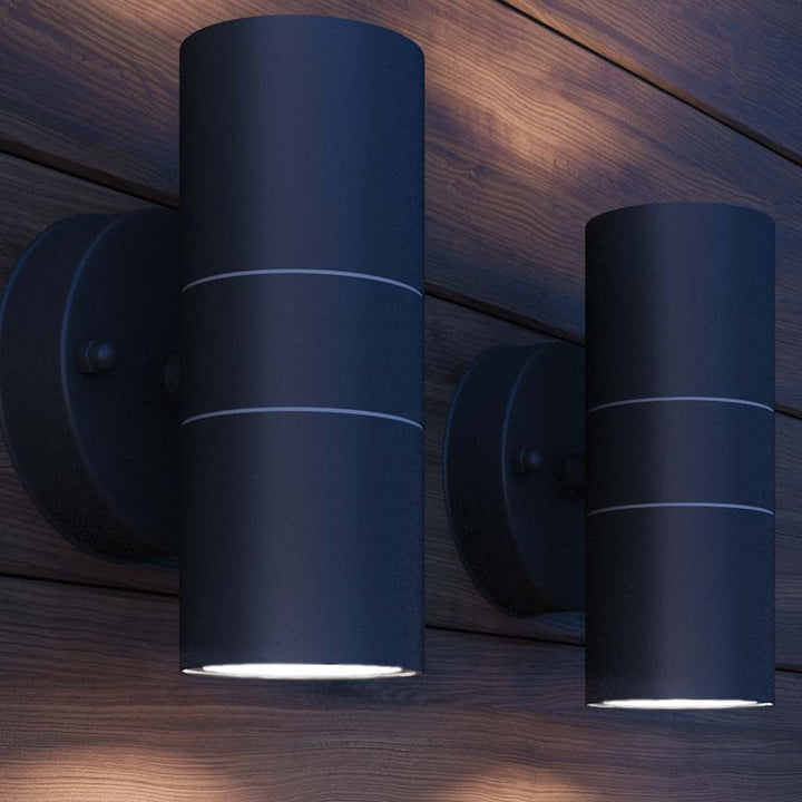 udendørs LED væglamper 2 stk. rustfrit stål op/nedadvendt