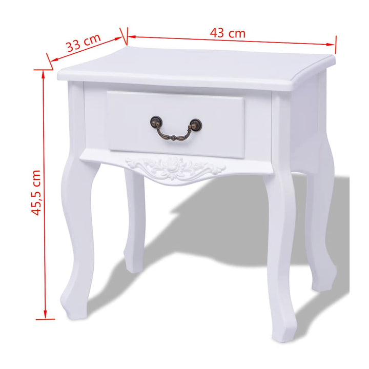 sengebord MDF hvid