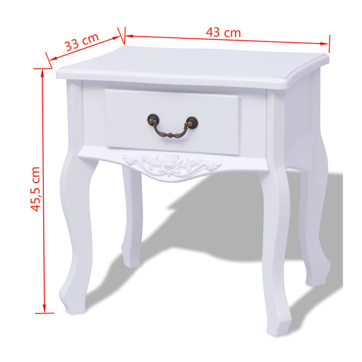 sengebord MDF hvid