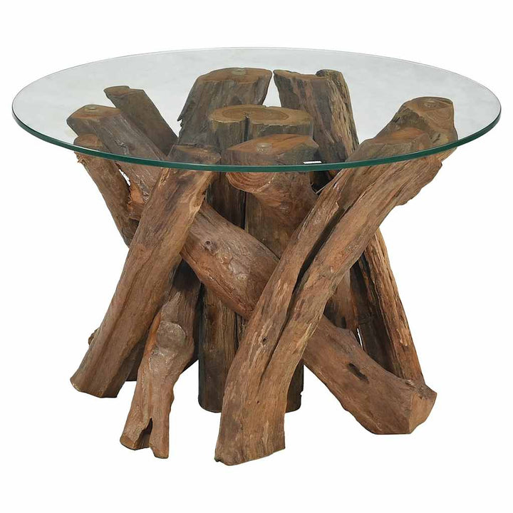 sofabord massivt teaktræ drivtømmer 60 cm