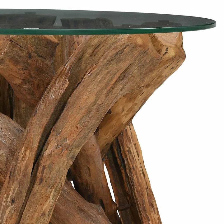 sofabord massivt teaktræ drivtømmer 60 cm