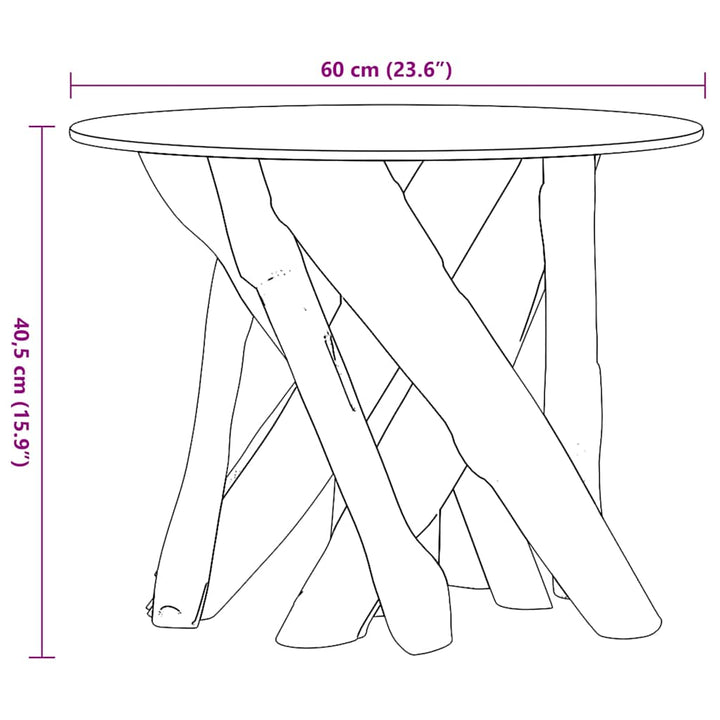 sofabord massivt teaktræ drivtømmer 60 cm