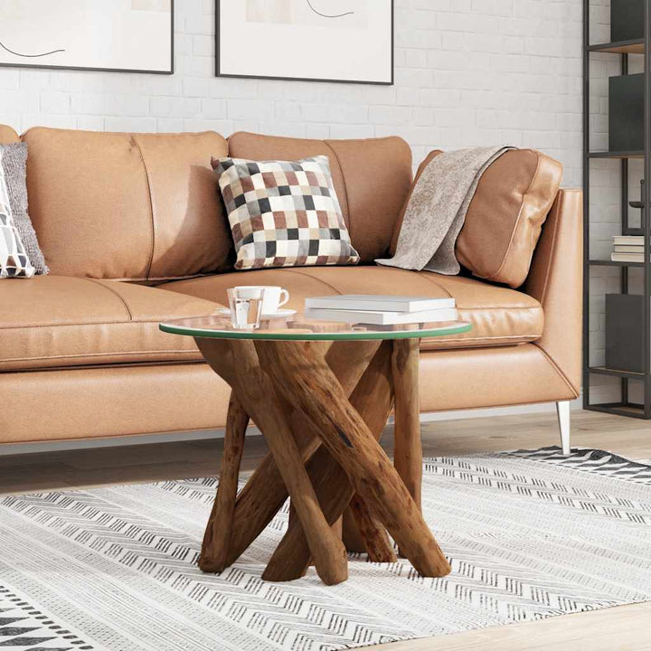 sofabord massivt teaktræ drivtømmer 60 cm