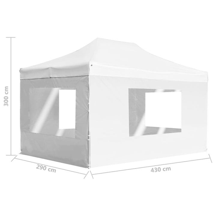 foldbart festtelt med vægge aluminium 4,5 x 3 m hvid