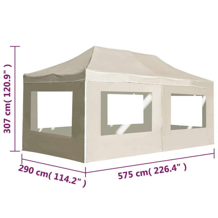 foldbart festtelt med vægge aluminium 6 x 3 m cremefarvet
