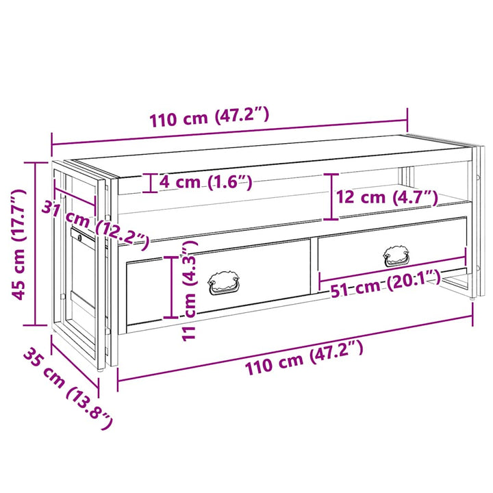 tv-skab 120x35x45 cm massivt mangotræ