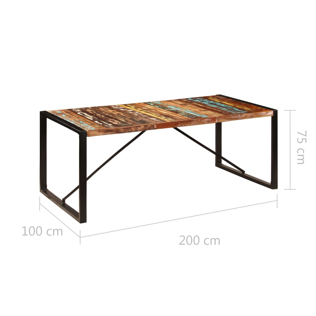 spisebord 200x100x75 cm massivt genbrugstræ