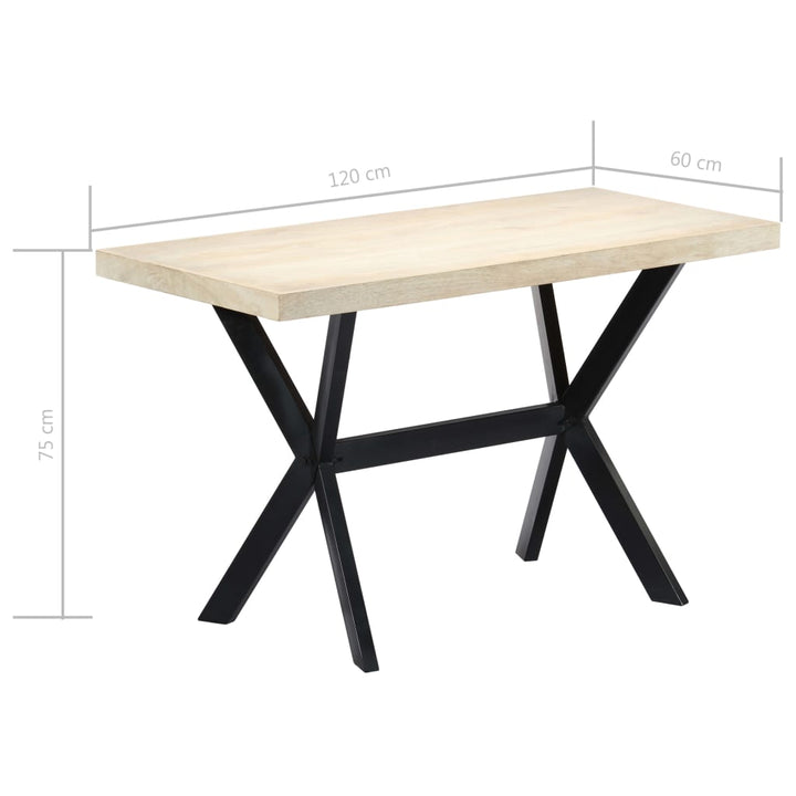 spisebord 120 x 60 x 75 cm massivt mangotræ hvid