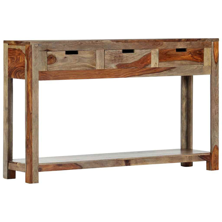 konsolbord med 3 skuffer 120x30x75 cm massivt akacietræ