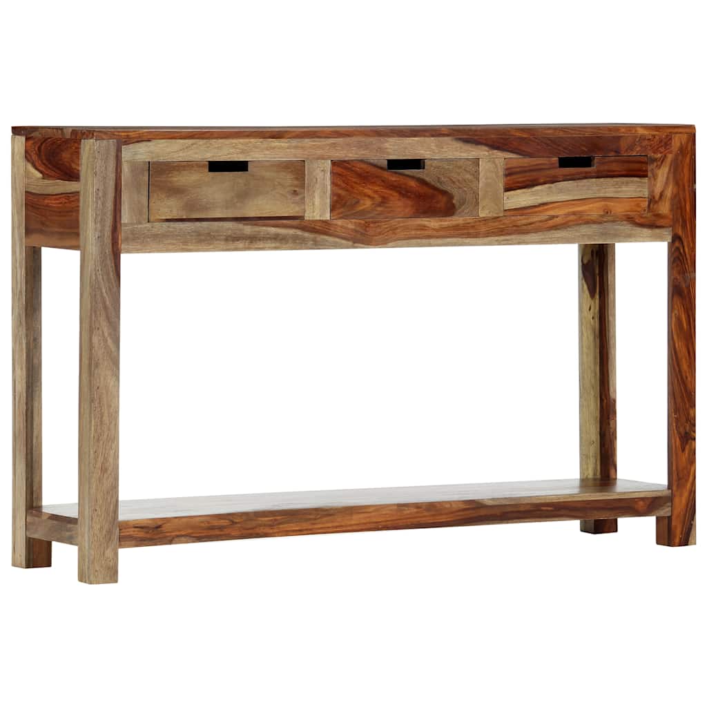 konsolbord med 3 skuffer 120x30x75 cm massivt akacietræ