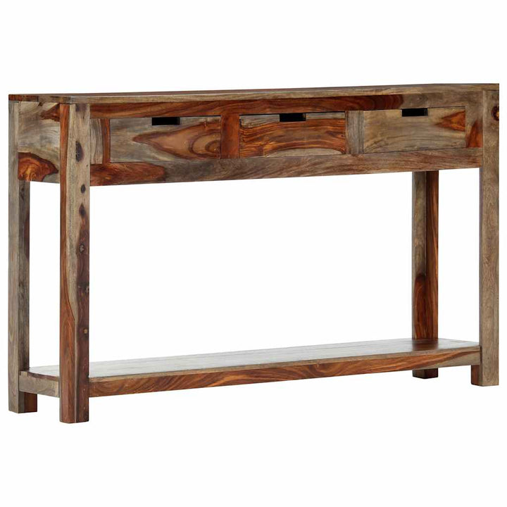 konsolbord med 3 skuffer 120x30x75 cm massivt akacietræ