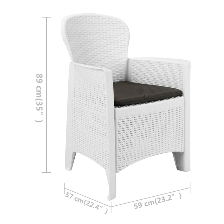 havestole 2 stk. med hynde plastik rattanlook hvid