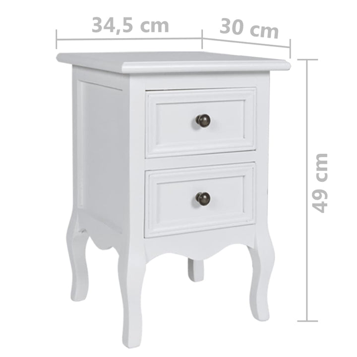natborde 4 stk. med 2 skuffer MDF hvid