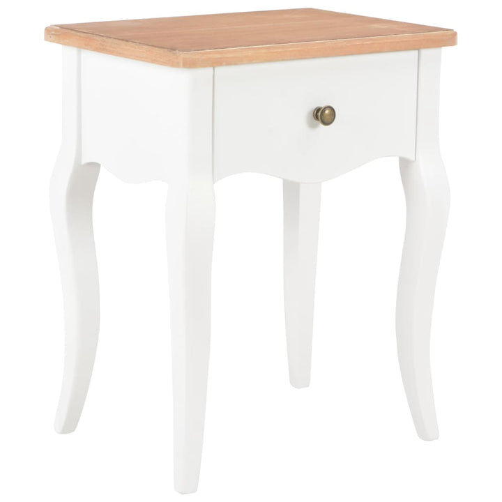natbord massivt fyrretræ 40 x 30 x 50 cm hvid og brun