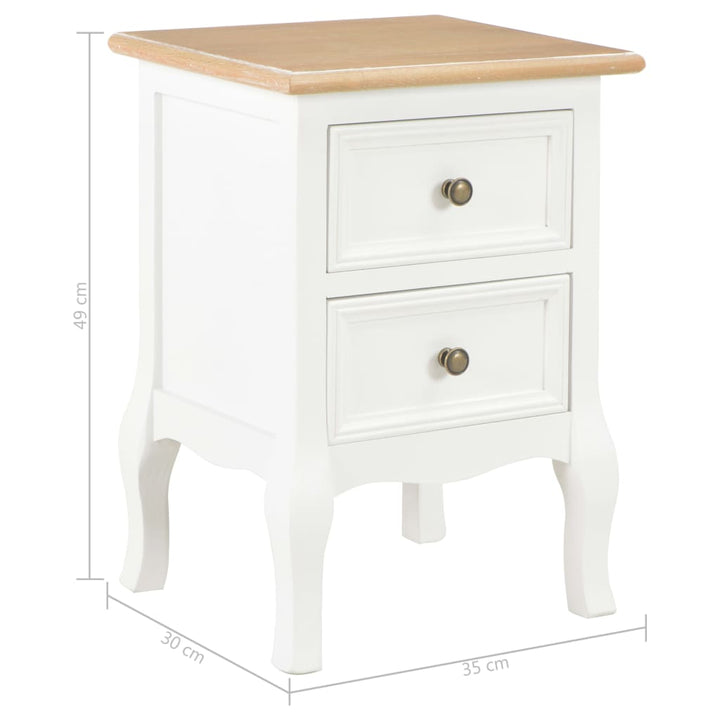 sengeborde 2 stk. 35x30x49 cm MDF hvid