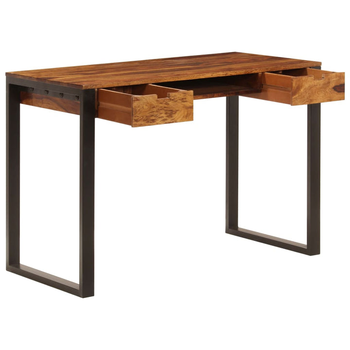 skrivebord massivt akacietræ og stål 110 x 55 x 78 cm