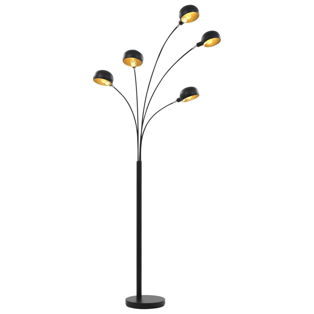 standerlampe 200 cm 5 x E14 sort og guld
