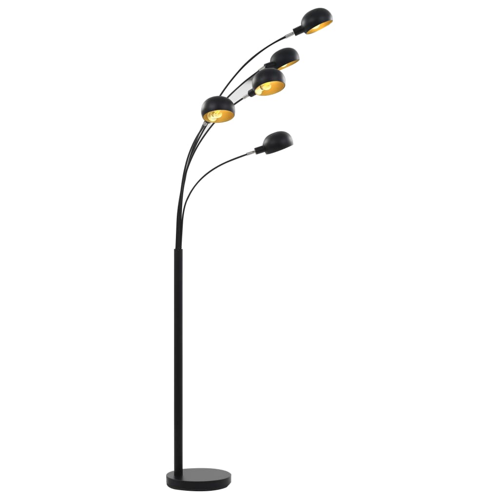 standerlampe 200 cm 5 x E14 sort og guld