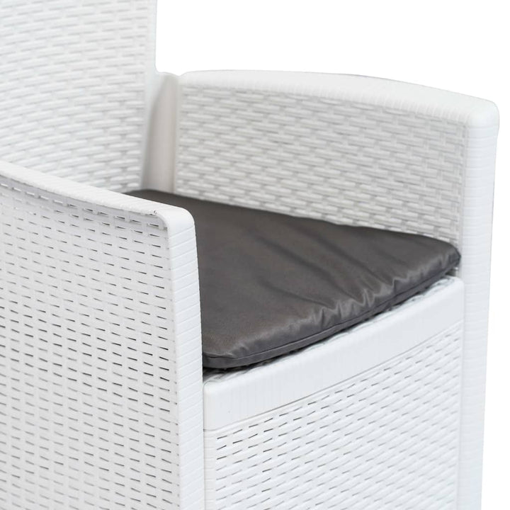 udendørs spisebordssæt 5 dele plastik rattanlook hvid