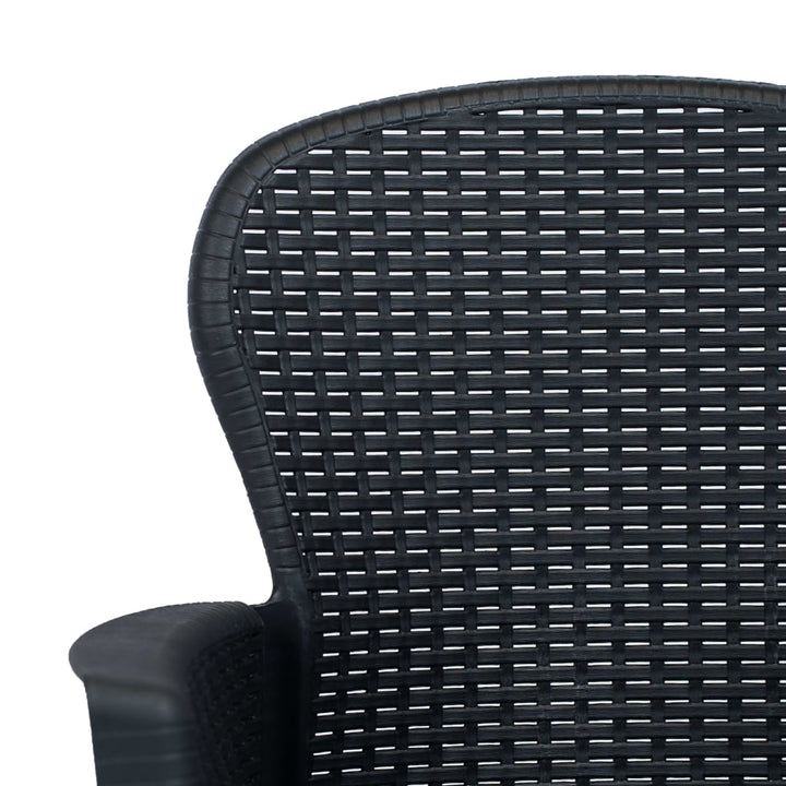 bistrosæt 3 dele plastik rattan-look antracitgrå