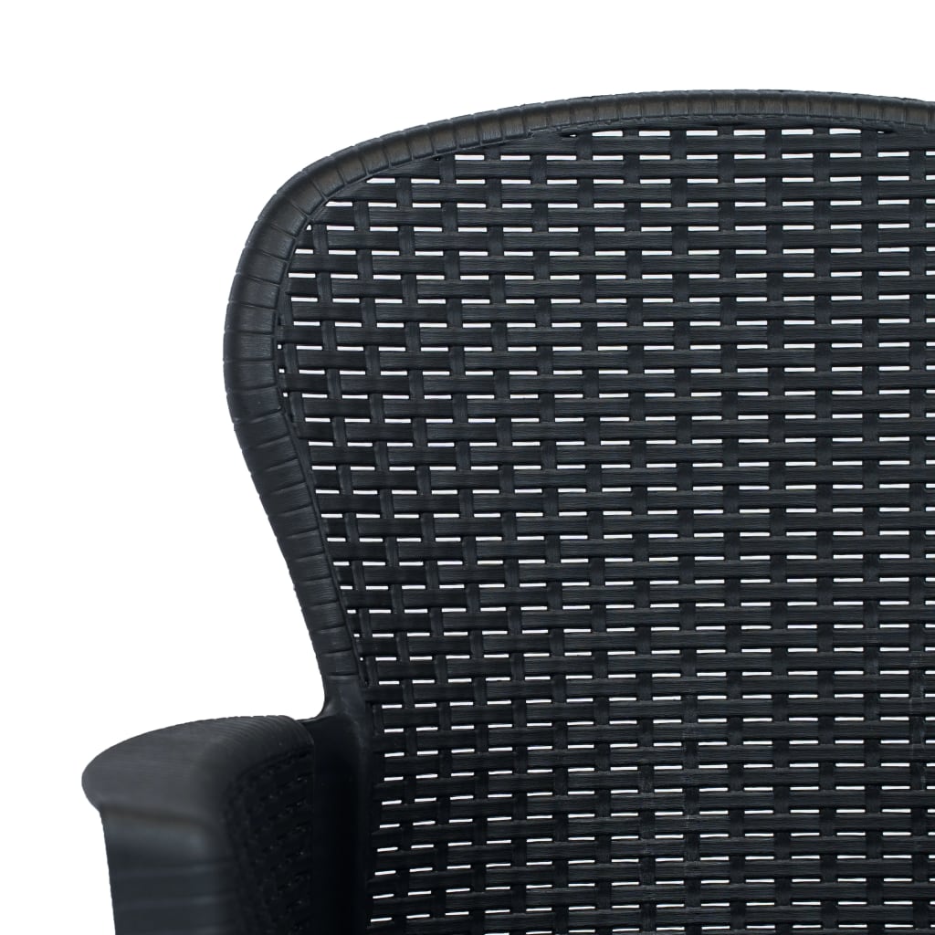 udendørs spisebordssæt 5 dele plastik rattanlook antracitgrå