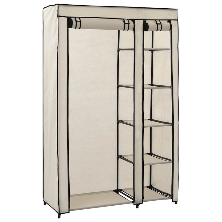 foldbart klædeskab 110 x 45 x 175 cm stof cremefarvet