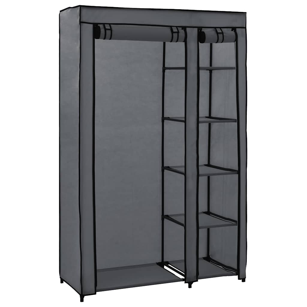 foldbart klædeskab 110 x 45 x 175 cm stof grå