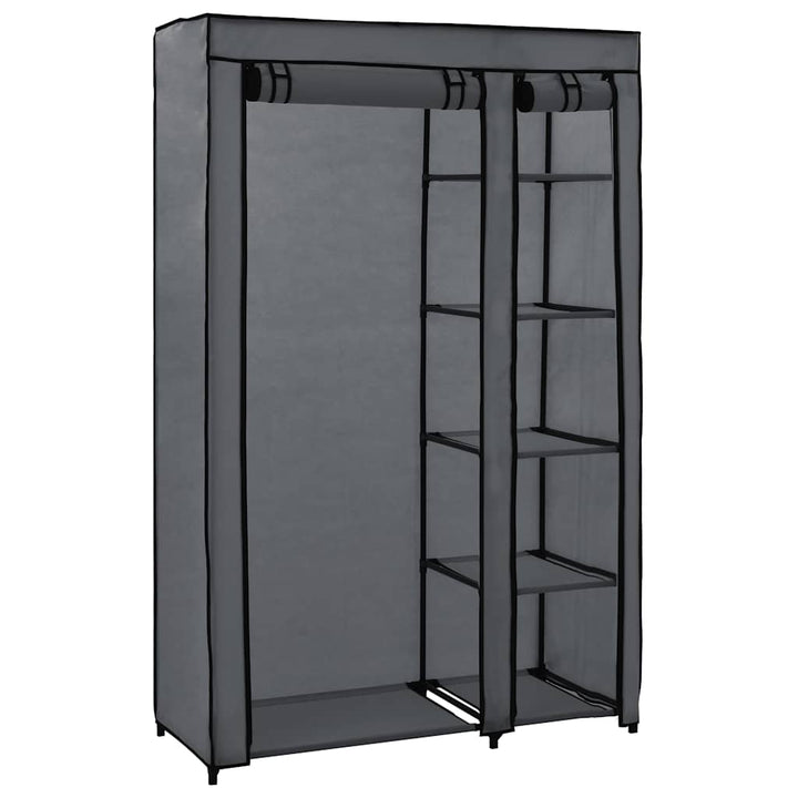 foldbart klædeskab 110 x 45 x 175 cm stof grå