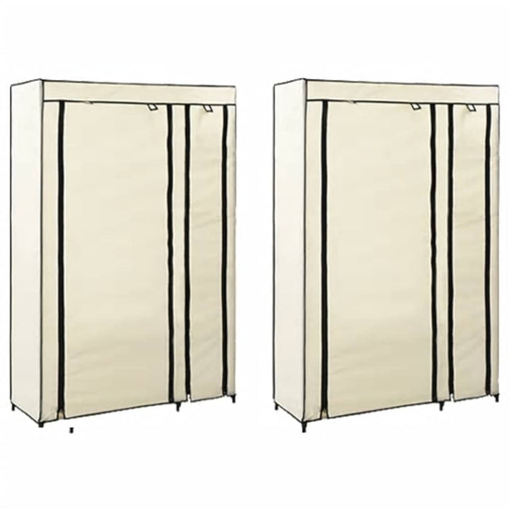 foldbare klædeskabe 2 stk. 110 x 45 x 175 cm stof cremefarvet
