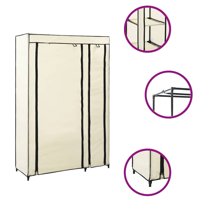 foldbare klædeskabe 2 stk. 110 x 45 x 175 cm stof cremefarvet