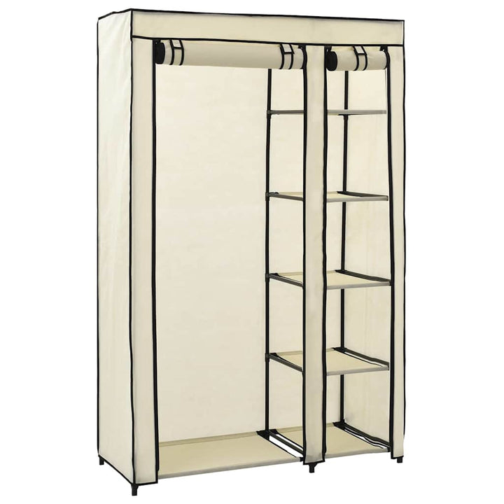 foldbare klædeskabe 2 stk. 110 x 45 x 175 cm stof cremefarvet