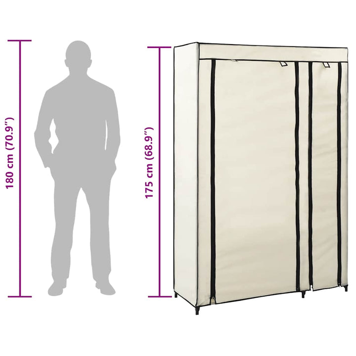 foldbare klædeskabe 2 stk. 110 x 45 x 175 cm stof cremefarvet