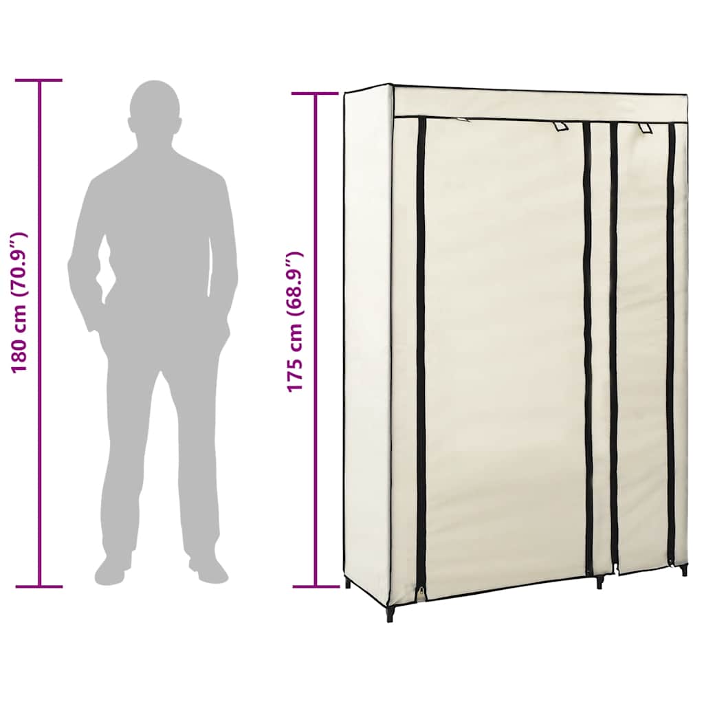 foldbare klædeskabe 2 stk. 110 x 45 x 175 cm stof cremefarvet