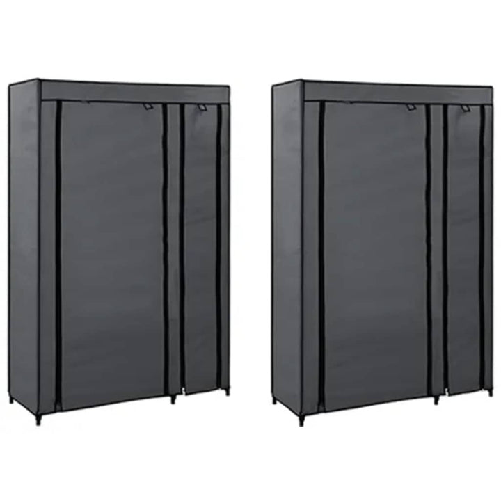 foldbare klædeskabe 2 stk. 110 x 45 x 175 cm stof grå