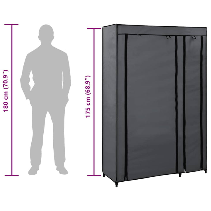 foldbare klædeskabe 2 stk. 110 x 45 x 175 cm stof grå