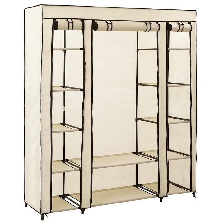 klædeskab med rum og stænger cremefarvet 150 x 45 x 176 cm stof