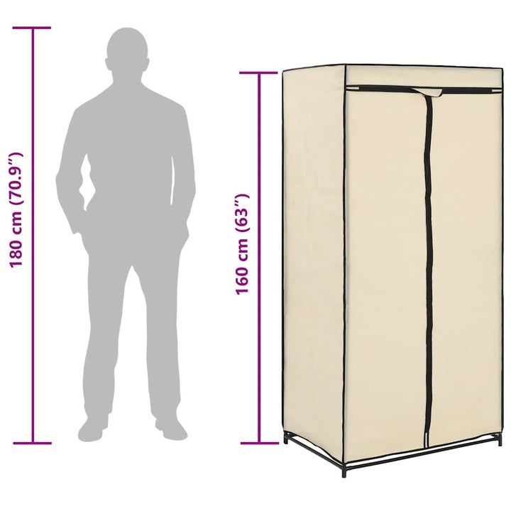klædeskab 75x50x160 cm cremefarvet