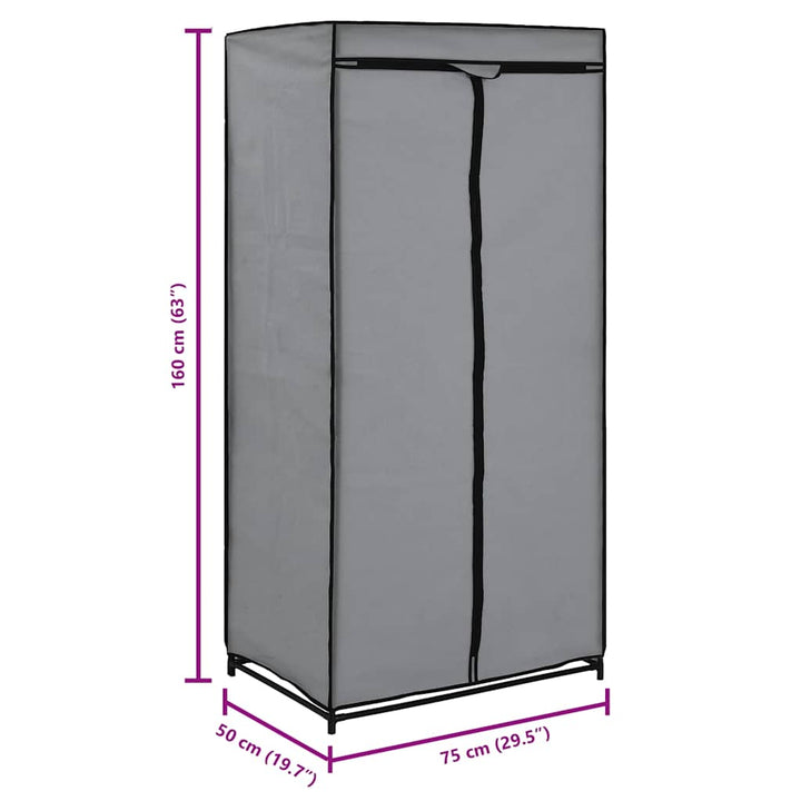 klædeskab 75 x 50 x 160 cm grå