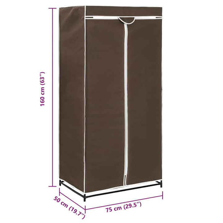 klædeskab 2 stk. 75 x 50 x 160 cm brun