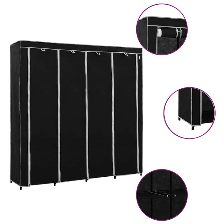 klædeskab med 4 rum 175 x 45 x 170 cm sort
