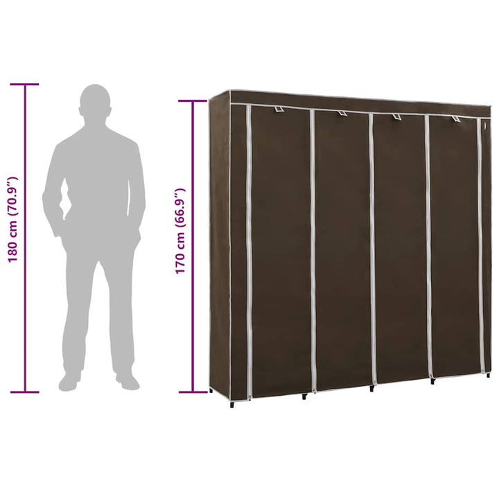 klædeskab med 4 rum 175 x 45 x 170 cm brun